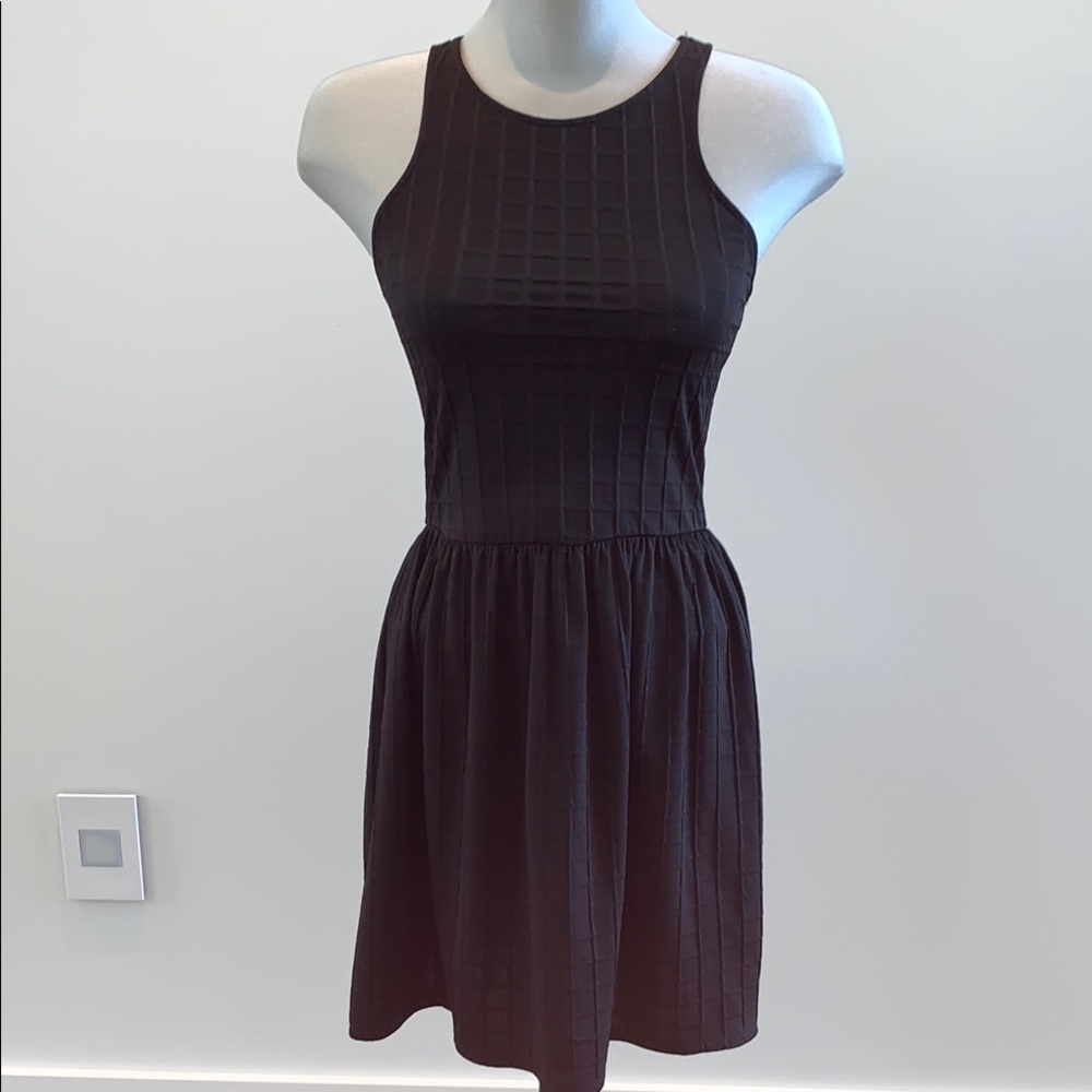 Buttons Womens sleeveless black dress Fit and Flare